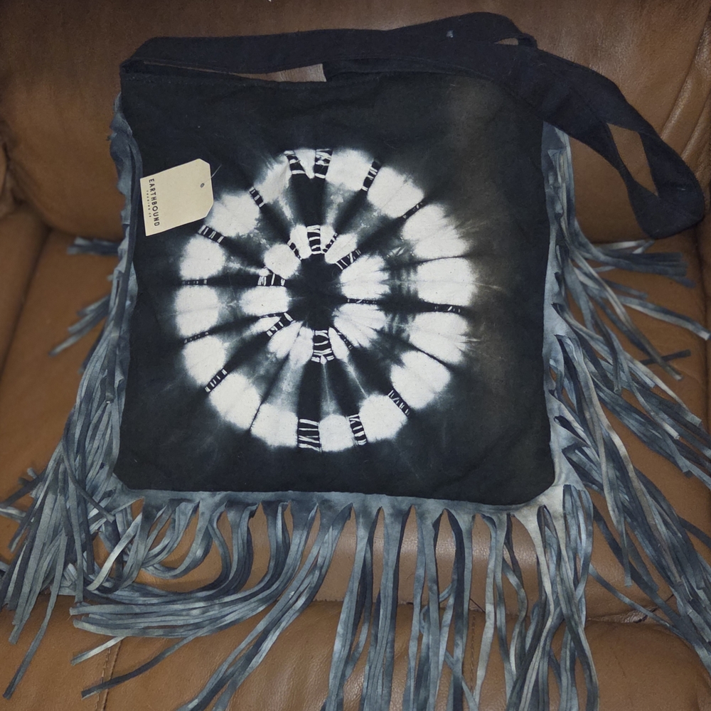 EARTHBOUND Black and White Tie-Dye Crossbody Bag